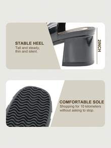 Giày cao gót đen 2 inch, Giày nữ thanh lịch, Giày cao gót đế dày phong cách La Mã thời trang mới, có khóa điều chỉnh, mũi kín, thích hợp cho hoạt động ngoài trời, văn phòng, đi làm - màu đen - Xem 4