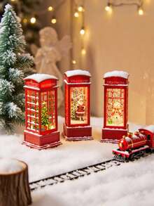 Cirelle 1 szt. - Świąteczna lampka LED w stylu tealight, świąteczna dekoracja budki telefonicznej z Mikołajem, bałwanem, motywami choinkowymi, zasilana bateriami, podświetlana czerwona szafka na kominek lub witrynę, dekoracja na przyjęcia świąteczne, świecznik, lampka nocna, ozdoba stołowa, prezenty świąteczne, dekoracje świąteczne, sześciokątna latarnia, lampka nocna, oświetlenie dekoracyjne, światło nastrojowe