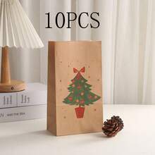 10/12/24 szt./zestaw 24*13*8 cm Eleganckie świąteczne papierowe torebki na prezenty z bałwanem i płatkami śniegu z papieru pakowego ze wzorem cukierków i naklejkami (w zestawie 1 naklejka) Boże Narodzenie Dekoracje świąteczne Piżamy świąteczne Prezenty świąteczne Dekoracje świąteczne