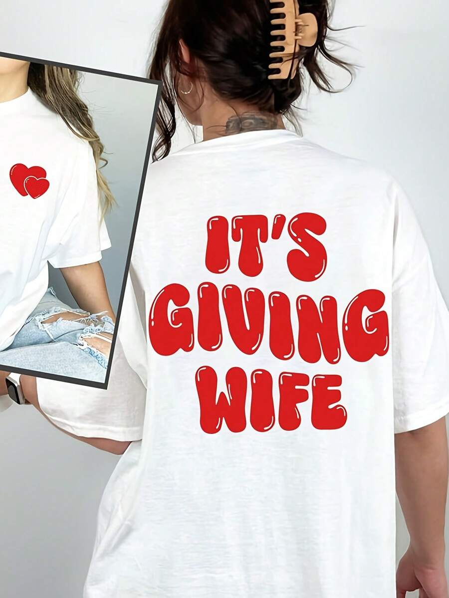 It's Giving Wife Swea, It's Giving Wife Crewneck, Newlywed Shirt,Just Married , Bride To Be , Bachelorette Shirt, 655220G Cotton Everyday T-Shirt – Feels Like A Hug, Wears Like A Clic – Perfect For Family Photos, Team Events, DIY Printing, Or Lounging – Gift It For Birthdays, Father's Day, Mother's Day, Or Just Beuse Mots - 白色10 - 查看 1
