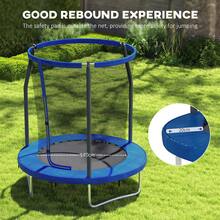 SPORTNOW 6ft Trampoline With  Enclosure Net, Steel Frame Outdoor Trampoline, Jumping Mat With Edge  Cover For Fitness, Blue - Blue - View 4