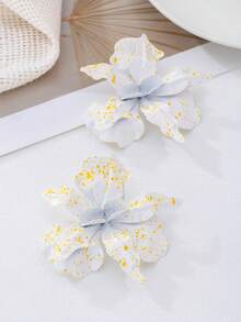 1 Pair Tropical Floral Metal Pendant Earrings, Suitable For Women's Daily And Party Outfits, Flower Design Is Random