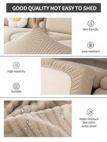 1PC Polar Fleece Jacquard Sofa Cushion Cover, Beautiful Decorative Sofa Cushion Cover, Pet-Proof Sofa Dust-Proof Elastic Sofa Cushion Cover, Jacquard Lines, Solid Black Color, Simple And Elegant, Waterproof, Non-Slip, Machine Washable, Suitable For L-Shaped Sofa 1/2/3/4 Seats, Spring, Summer, Autumn And Winter Seasons - Black - View 8