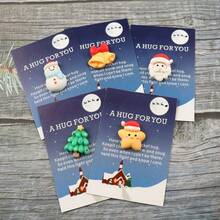 10pcs Christmas "A Little Pocket Hug For You" Greeting Cards, Resin Santa Claus & Gingerbread Man Christmas Tree Ornaments, Shell Cards, Perfect Gifts For Family And Friends, Christmas, New Year, Christmas Stocking Stuffers, Religious Party Supplies, Church Gifts