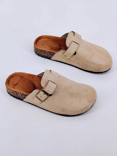 Women's 2025 Spring New Thick Sole Slip-On Mule Slippers, Closed Toe, Comfortable, Non-Slip, Thermal Lined