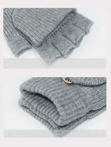 Luvas sem dedos com tampa, Feitas de fio aveludado tricotado, Adequadas para estudantes escreverem, casais pedalarem ao ar livre, looks de outono/inverno