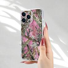 Pink Camouflage Straight Edge Transparent Phone Case For Apple  17 Air/16 15 14 13 12 Pro Max/17 16 15 14 Plus 13 12 11 Pro/X/Xs Max/XR/7/8 Shockproof Suit For Samsung S22 S23 S24 S25 Ultra/Plus/FE/Edge/+ A14 A15 A16 A25 A26 A34 A35 A36 A53 A54 A55 - 透明的 - 查看 6