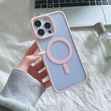 Transparent Baby Pink Bumper Soft Gel Magnetic Charging Protective Case | Compatible With MagSafe, Shock-Resistant Ultra-Thin, Compatible With Iphone - Baby Pink - View 4