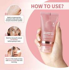 Hydrolyzed Collagen Overnight Peel Off Mask - Hydrating Face Treatment For Firmer Looking Skin, Deep Moisturizing Gel Mask For Glowing Skin - Collagen - 查看 3