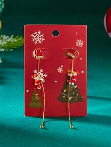1 Pair Creative Climbing Santa Claus Earrings