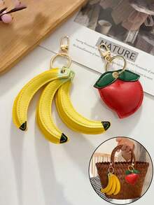 趣味香蕉钥匙扣，可爱女士香蕉钥匙扣，时尚水果香蕉钥匙扣，创意逼真PU香蕉水果钥匙圈，韩版包包挂件，男女皆宜 - 趣味水果吊坠，配金色环扣 | 香蕉造型设计，俏皮包包挂饰，适用于钥匙、钱包、背包 - 光滑表面，日常携带配件，精美礼品 - 彩色 - 查看 7