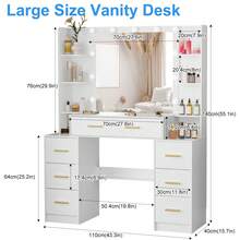 Special Offer Products Black Large Vanity Desk W/11 LED Mirror 7 Drawers Dressing Table W/3 Color Light - 黑色 - 查看 3