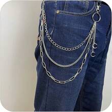 Pants Chain For Men&Women Punk Chain Belt Jeans Jewelry Accessory Multi-Layer Hip Hop Metal Wallet Chain Crescent Emo Accessories - Mặt trăng - Xem 8