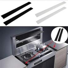 2PCS Flexible Stove Counter Gap Cover Silicone Rubber Kitchen Oil-Gas Slit Filler Heat Resistant Mat Oil Dust Water Seal (21 Inch, White) - Stove Gap Seal Kitchen Organizer - 2pcs Black - View 4