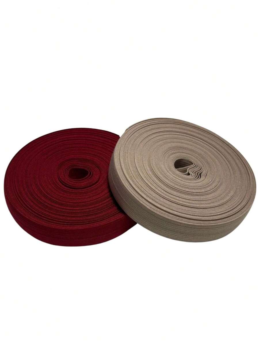 Kit 2 Rolo Com 10 Metros Cada Elástico Mexicano Pampa Zanotti 15,5mm Viés Dobrável Artigo Confecção - Rubi com Chocolate - Visão 1