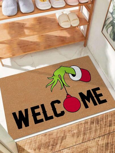1 件有趣的秋季卡通爪印欢迎门垫，经典圣诞元素现代创意柔软毛绒可洗入口垫，适用于入口、走廊、浴室、露台、洗衣房、浴室、所有季节小尺寸装饰地毯、家居装饰