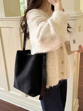 2026 New Vintage Bag Brown Large Capacity Bucket Bag, Shoulder Bag, Underarm Bag, Crossbody Bag Business Women's Casual Lightweight Daily Commuter Bag Fashion Student Women's Bag, Suitable For Work, Shopping, And Daily Use