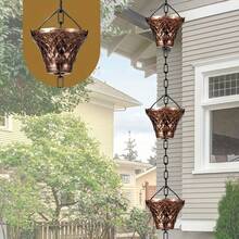 8.5-Foot Copper Bell Shaped Rain Chain With 12 Cups Of Metal Bronze Rain Chain For Drainage Ditches, Suitable For Outdoor Decoration In Yards, Lawns, And Gardens, Easy To Install, Rust Free, And Durable