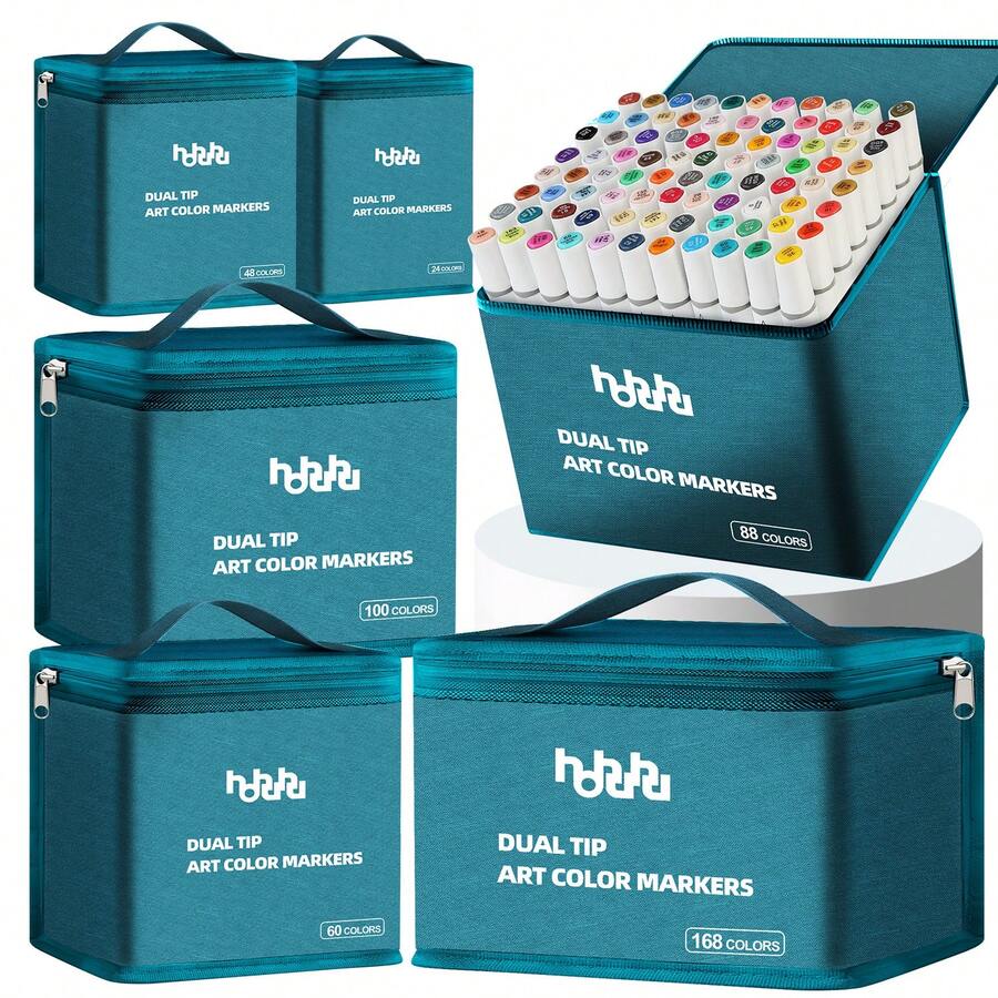 6/24/48/60/88/100/168 Colors Alcohol Based Markers, Fine & Broad Dual Tip Permanent Artist Art Markers Sketch Markers For Adult Coloring Book, Illustration Highlighting And Underlining - Multicolor - View 1