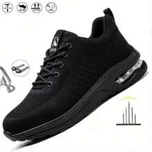 Tenis De Seguridad Zapatos Industrial Trabajo Mujer Hombre - Negro - Ver 1