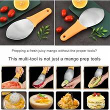 Mango Scheibenschneider, Entsteiner & Schneider, Wassermelonen Schneidwerkzeug, Mango Schäler, Ergonomischer Mango Messer, Küchenhelfer für Obstsalat, Leicht zu reinigen. Dieses multifunktionale Werkzeug ist nicht nur ein Mango Scheibenschneider, sondern auch ein Teiler, Schneider und Schäler für verschiedene Früchte wie Wassermelone, Drachenfrucht, Kiwi, Avocado und Papaya.