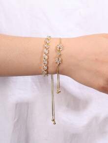 rakol مجموعة سوار أنيقة مكونة من سلسلة عين وشرابة، مناسبة للارتداء اليومي للنساء، الحفلات، الزفاف، هدية عيد الحب، قطعتان