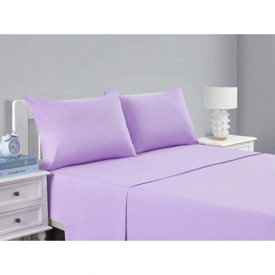 3 Piece Super Soft Microfiber Sheet Set Twin,Multiple Color Patterns - Purple - View 1