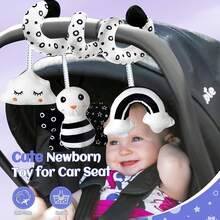 9pcs High Contrast Baby Toys Set For Newborn, Black And White Baby Toys Gift Box, Car Seat Hanging Rattle Toy For Newborn Brain Visual Development, Boys Girls Toddler Gifts - 黑與白 - 查看 3