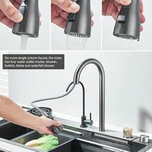Fregadero De Cocina, Acero Inoxidable Fregadero De Cocina con Cascada, Moderno Tarjas Para Cocina de lluvia Volador con Dispensador y Accesorios para Bar, Comedor(80 * 45cm)
