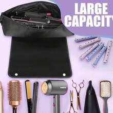 [2-Color Options] Large Capacity Heat-Resistant Storage, Zipper Closure, Minimalist & Fashionable Hair Straightener Storage Bag, Home/Travel/Holiday Gift, Pink/Black Available, Women-Specific Hair Styling Tool Organizer