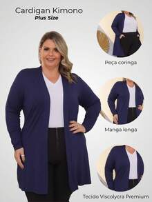 Plus Size Cardigans - 藏蓝色 - 查看 7