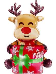 2 piezas Globos de aluminio 3D ensamblados de Papá Noel y renos, decoraciones de ambiente navideño para centros comerciales, decoración de interiores