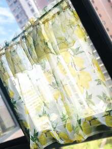 1 件乡村风格黄色柠檬图案双层透明短窗帘帷幔，滤光设计，咖啡厅窗帘帷幔，适用于厨房浴室餐厅窗户 - 黃色 - 查看 9