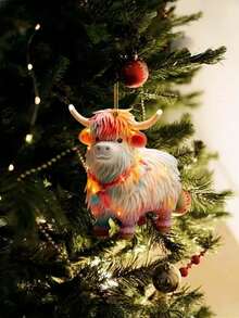 10 Pieces/Set-2025 Christmas Decorations - Double - Sided Highland Cow Acrylic Ornament, Hanging Christmas Tree Decor & Holiday Home Gift - Multicolor - View 9