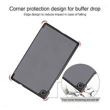 适用于 Tab M8 第四代 8.0 英寸 2023 款 Gen 4 TB-300FU TB-300XU 的智能折叠支架 PU 皮革保护套，平板电脑保护壳，硬塑料后盖 - 灰色 - 查看 3