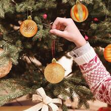 12 piezas Bolas navideñas para decorar el árbol de Navidad, 6cm bolas colgantes irrompibles para decorar el árbol de Navidad. - Amarillo - Ver 5