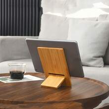 Bamboo Desktop Phone Stand - Clip-On Holder For All Smartphones, Perfect For Office Organization And Charging Stations, Tabletop Phone Stand - Beige - View 4