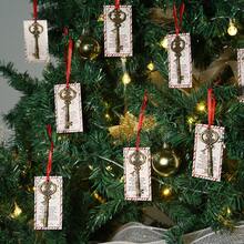 24 Sets Santa's Magic Key Hanging Ornaments, Vintage Metal Key Charm For No Chimney Houses, Santa's Magic Key With Santa Claus Card And Red Ribbon For Christmas Tree Decoration, Christmas Party Hanging Ornaments