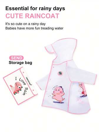 儿童连帽雨衣 - EVA 轻质透气雨披，卡通趣味宽松设计，四季雨天户外日常穿着，易洗