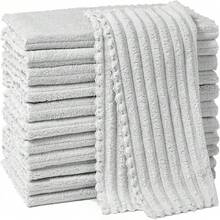 Kitchen Dish Cloths,Super Absorbent Coral Velvet Dish Towels,Quick Drying Kitchen Towels No Lint Dish Rags,Reusable Household Microfiber Cleaning Cloth,12X12 Inches(12 Pack,Light Grey Streak),7324585 - 灰色 - 查看 1