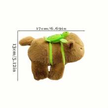 [Unique Capybara Plush Toy] Unique Soft 24cm Capybara Plush Toy With Fluorescent Green Turtle Backpack | Kawaii Desk Decoration, High-Quality Material, Perfect Gift For Animal Lovers - Multicolor - View 5