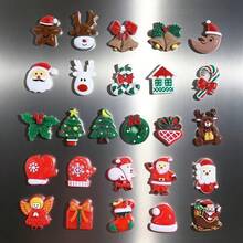 10 piezas/15 piezas Imanes de refrigerador de Navidad de resina mixta, diseños de árbol de Navidad y Papá Noel, adecuado para Navidad, a partir de 14 años