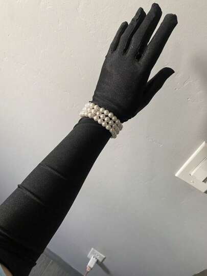 1 Pair Long Satin Gloves 21" Elbow Length Gloves For Women, Fancy Dress Costume Gloves, Halloween Accessories, Winter Gloves, Casual Polyester Gloves Autumn Accessories