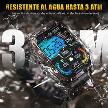 EIGIIS Smartwatch para hombres de 1,96 pulgadas, resistente al agua 3ATM, duradero, smartwatch deportivo con batería de 430mAh, monitoreo del sueño, llamadas al aire libre, compatible con iOS y Android - naranja negro - Ver 3