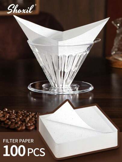 shoxil 100pcs Size 01&02 White Square Coffee Filters, Disposable Filter Paper For Pour Over And Drip Coffee Maker