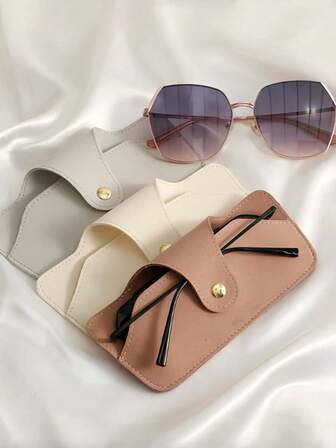 1pc Microfiber Eyeglasses, Sunglasses, Goggles Protective Storage Snap Pouch