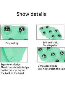 Masajeador portátil de bolas de rodillo, masajeador de rodillo manual giratorio de 360 ​​grados, masajeador de cuentas magnéticas portátil de mano, adecuado para músculos, cuello, piernas, frotando el vientre y las piernas para relajar las piernas, cepillo meridiano moldeador de cintura delgada con siete bolas de dragón magnético - Verde - Ver 7