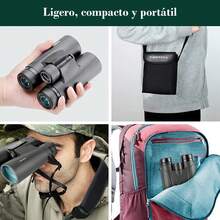 Timotech Binoculares de 12 x 42 con Adaptador de Teléfono, Trípode y Adaptador, Prismáticos de Visión con visión Clara y Baja luz, Binoculares Impermeables para Caza y Viajes, v4 - 1 - Ver 3