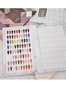160 Colors Fake Nails Tips Display Book Nail Polish Storage Book False Nail Styles Showing Book ,Color Card Display, Nail Oil Glue Display Board Sample Display Booklet(Excludes Artificial Nails) - Multicolor - View 3