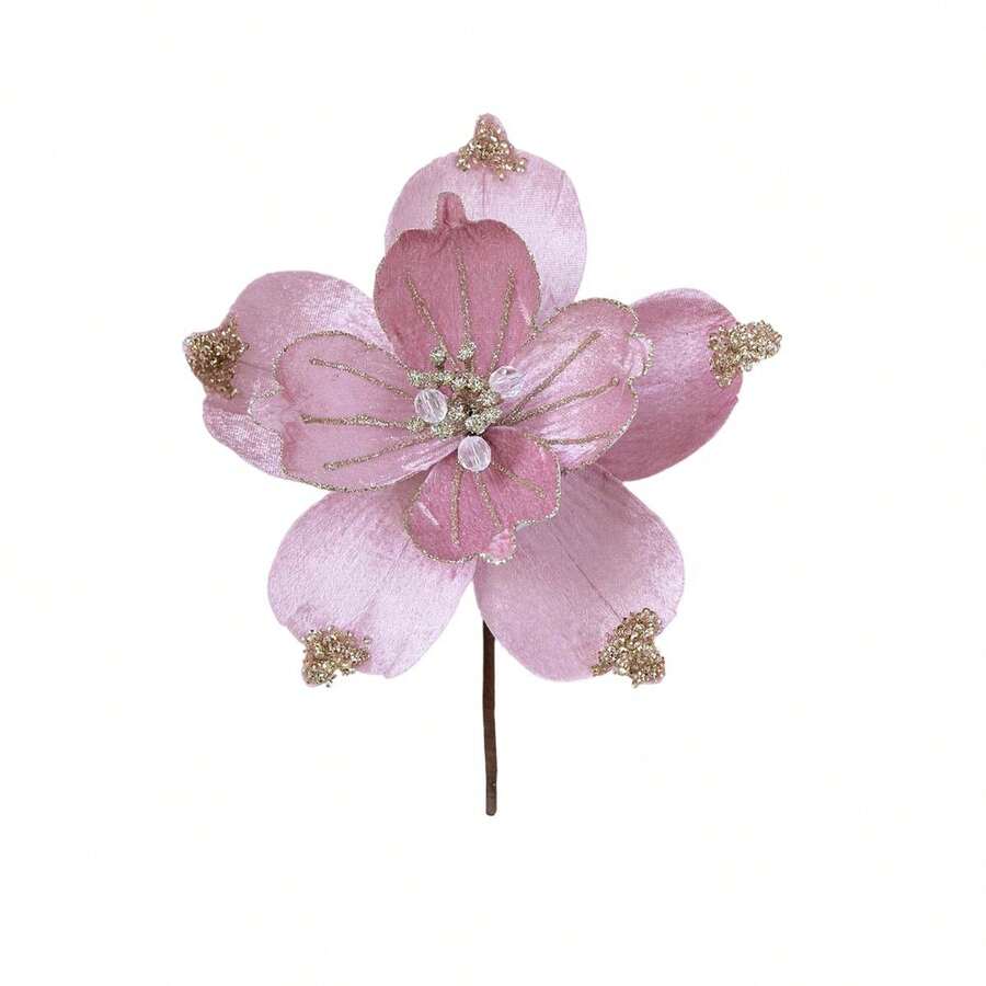 Artificial Poinsettia Flower Fake Flowers UV Resistant Faux Plants For Vase Wedding Decor - Pink - View 1